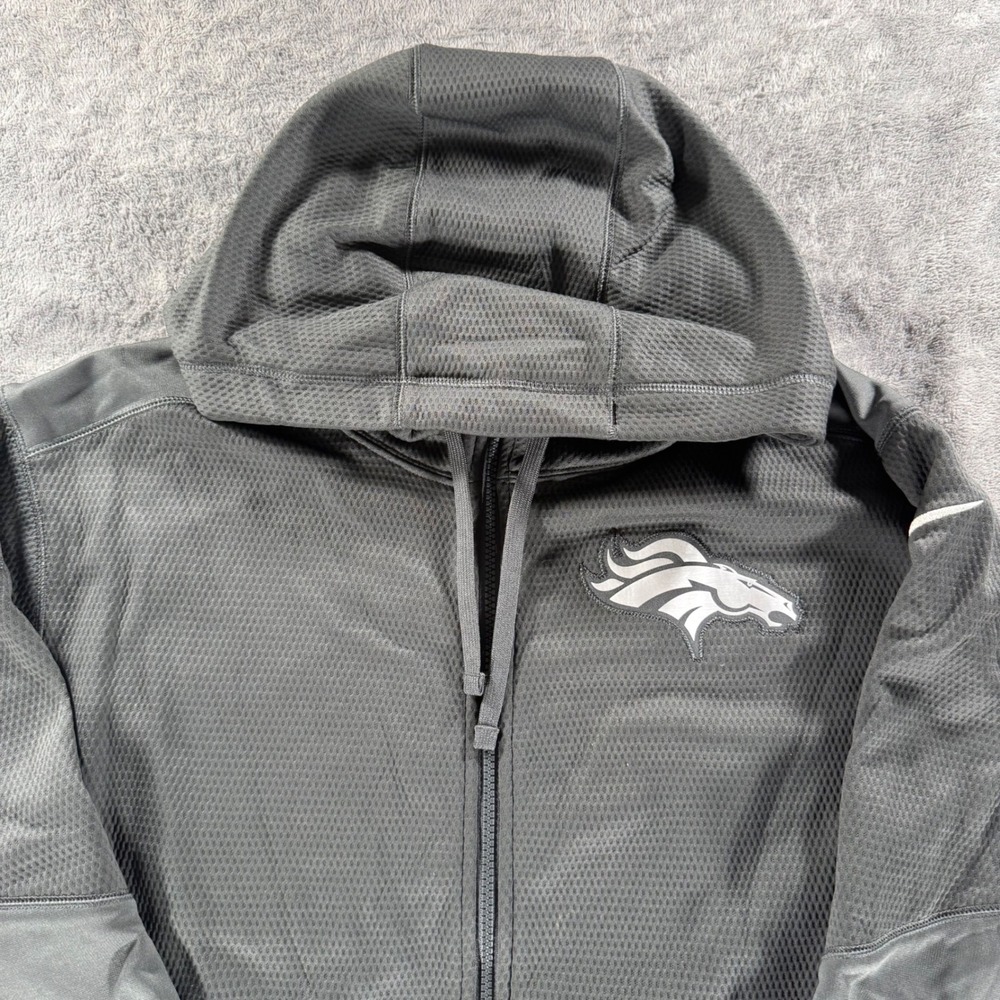 Nike Full Zip Hoodie Mens XXL Gray Denver Broncos NFL Therma-FIT Jacket